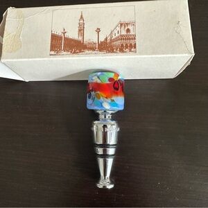 Murano Glass Wine Stopper with Colorful Design
